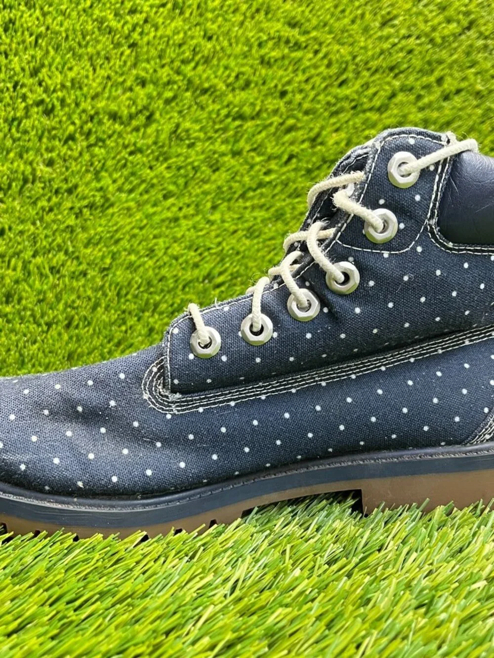 Timberland Polka‎ Dot Boys Size 5.5Y Blue White Outdoor Lace Up Chukka Boots